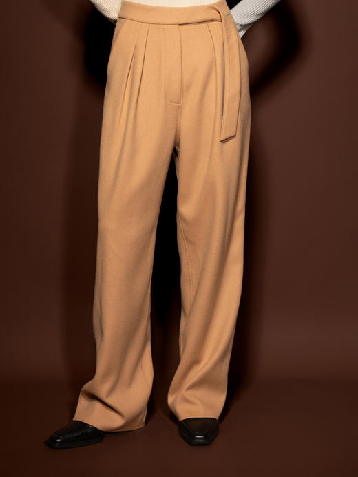Puree｜#1221 Belted pants 羊绒羊毛双面绒腰带打褶长裤 [  浅蓝 / 浅驼 / 浅灰 ] 商品图6