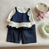 宸之昊女童春秋季套装2025新款儿童甜美花边假两件上衣碎花阔腿裤两件套★ 商品缩略图1