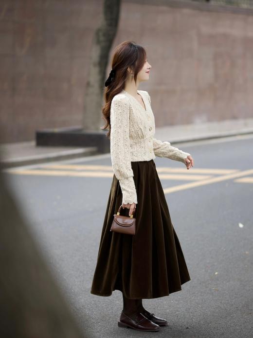 【白图lulu定制】【流心丝绒半裙】光泽感 金丝绒 百褶裙 商品图8