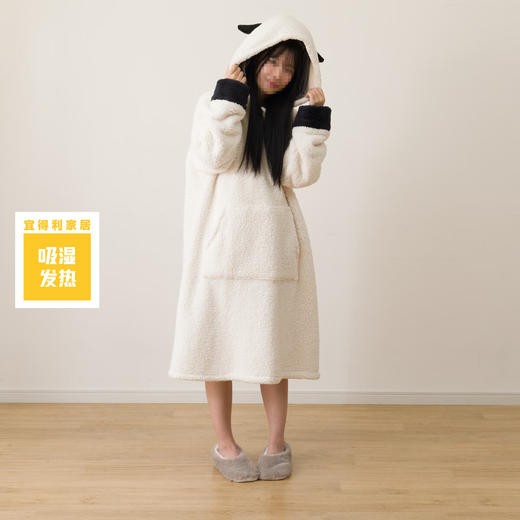 秋冬保暖加厚吸湿发热家居服带宠物口袋 披着羊皮的狼 商品图0