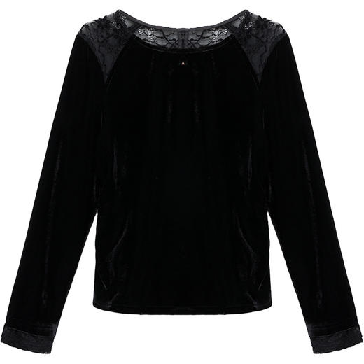 QYM SD58822-Y蕾丝拼接金丝绒打底衫小衫时尚上衣 商品图4