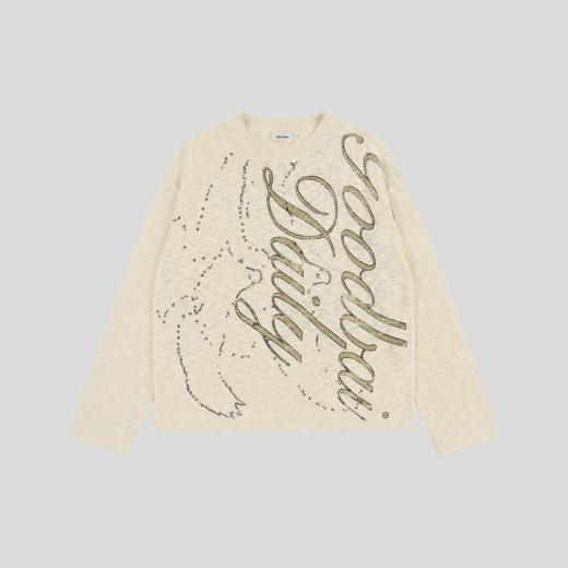 GOODBAI 宽松圆领做旧鸽子logo印花毛衣 商品图1