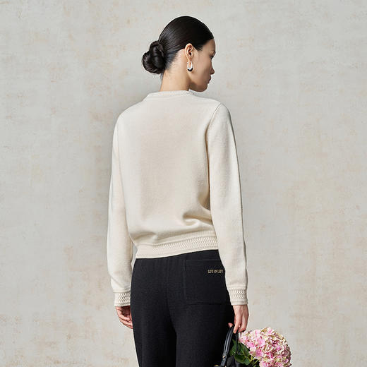 【林栖设计小店】绵羊毛罗纹镂空肌理感毛衣优雅2025秋冬新款毛织上衣女1954017 商品图7