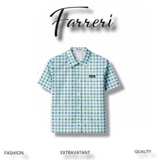 缪家SS25 白绿色短袖衬衫 商品图0