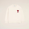 AMI 男女同款心形徽标刺绣嵌花羊毛针织衫 米色 UKS838 018 154 商品缩略图0