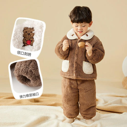 【清仓】嘟嘟家儿童冬季珊瑚绒男童家居服套装女宝童装FSC193DCF124 商品图1