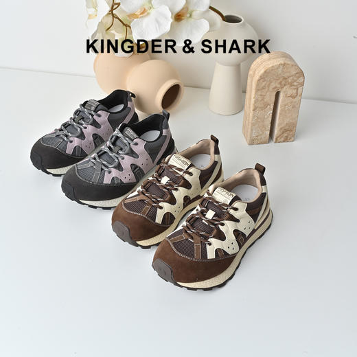 经典鲨2025秋季专柜新品潮流拼色系带平底跑步运动休闲鞋女KW219-537151 商品图4