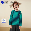迷你巴拉男女童T恤吸湿排汗内里抓绒儿童条纹长袖2025冬新款 商品缩略图0