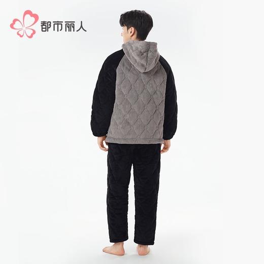 都市丽人睡衣法兰绒夹棉男士家居服长袖长裤加厚夹棉套装FHH1D8 商品图3