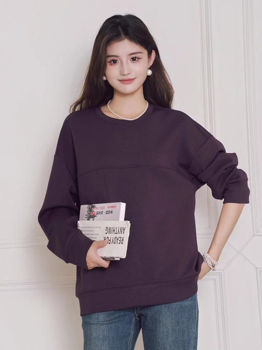 女士莫代尔空气层圆领卫衣 商品图0