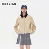 HERLIAN2025年秋季新品女士格纹拼接撞色翻领工装夹克外套 商品缩略图0