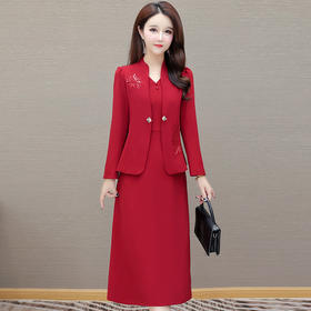 QYM 1315C522-Y气质套装二件套修身礼服裙