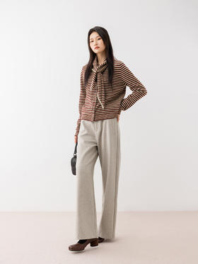 COCO ZONE 秋季条纹单排扣针织衫圆领长袖上衣CC1C2081