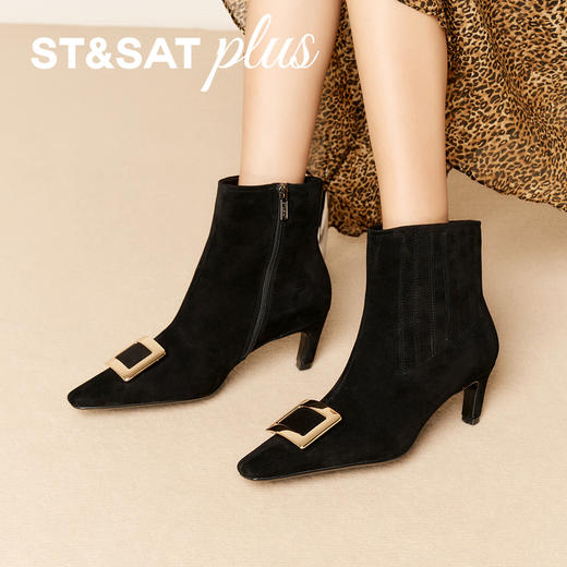 星期六经典方扣气质时装短靴SSD4116574 商品图3