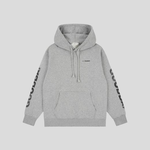 GOODBAI撞色花体logo做旧印花宽松连帽卫衣 商品图2