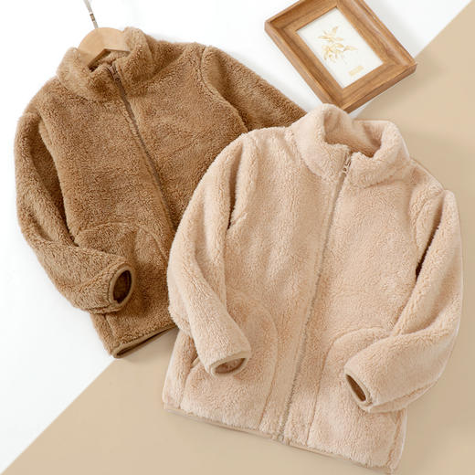 110-180可亲子舒棉绒羊羔绒温暖外套 拉链立领夹克衫保暖 商品图4