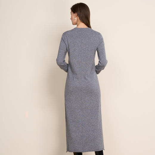 EITIE爱特爱高级感灰色长款裙摆卷边设计时尚简约含羊毛针织长裙8001707 商品图4