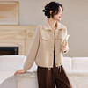 SC54-6955-1982025秋冬新款休闲翻领毛呢短外套针织开衫宽松遮肚子上衣纯色女装 商品缩略图0