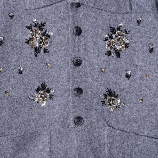 2716SDSA秋冬新款痞帅男装潮牌手工珠花装饰开衫翻领针织衫百搭毛衣 商品图3