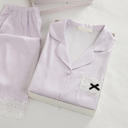 「洛诗琳维密代工厂定制 大牌 提花睡衣」2025秋季法式定制提花氛围感家居服套装薄款长袖长裤睡衣两件套(7天左右发货)99406 商品图6