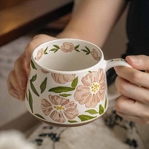 【买1送1！跨境出口陶瓷水杯】漂亮喝水杯子复古花卉马克杯办公室咖啡杯陶瓷杯女士茶杯跨境出口 商品图2