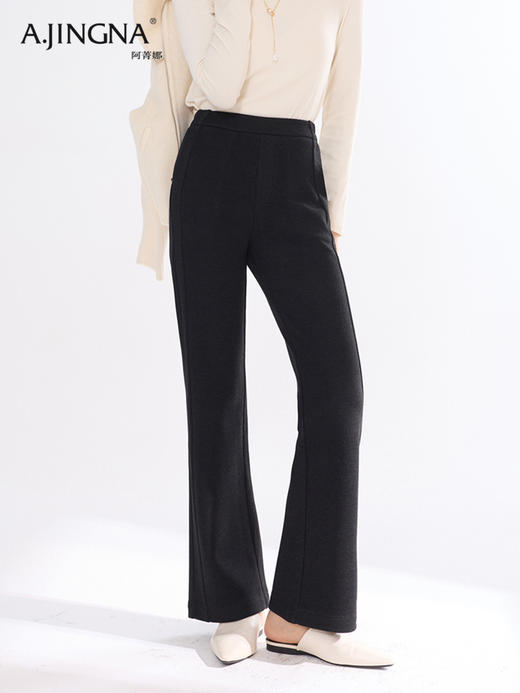 【羊毛混纺】阿菁娜醋酸羊毛高腰垂顺微喇裤F30D210005 商品图4