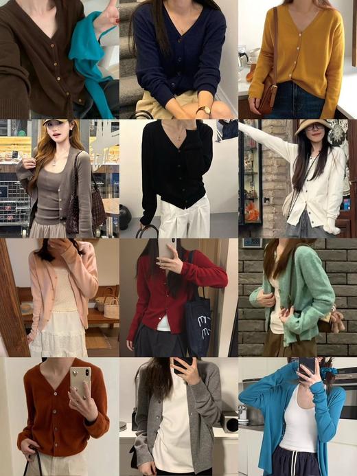 【12色奶酥V领开衫 】日常松弛感 韩里韩气 软软糯糯的好舒服  秋季新款薄款针织衫女开衫长袖V领短款毛衣小披肩外套上衣直接封神 降温必备 真的非常实穿 承包一整个秋天的美丽 商品图2