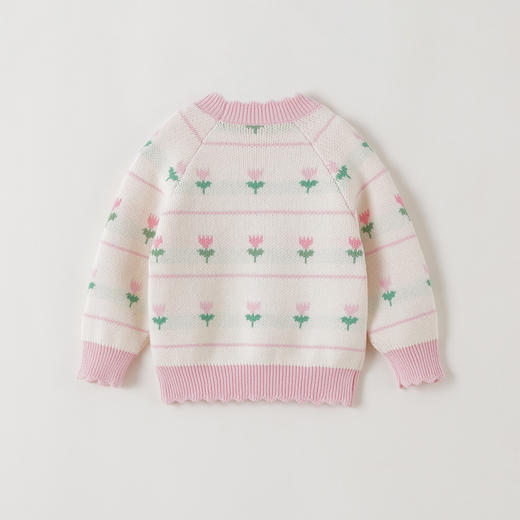 马克珍妮女童郁金香提花纯棉针织毛衣2025年秋冬新款551892 商品图1