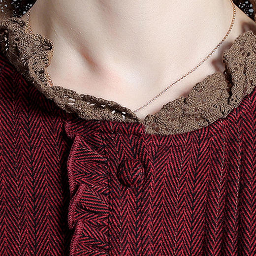 QYM 65099-Y时尚连衣裙长袖裙中长款系带收腰A字裙 商品图3