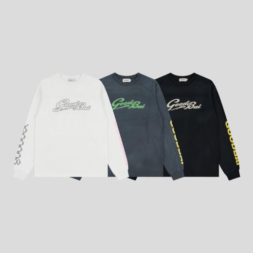 GOODBAI 圆领组合logo印花做旧洗褪长袖T恤 商品图0