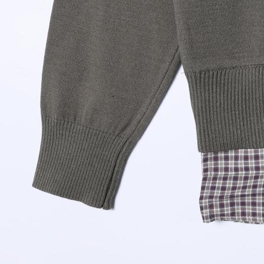 51165SDSA秋冬新款痞帅男装韩版拼接撞色假两件针织毛衣复古翻领上衣 商品图4