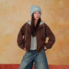 休闲连帽拼接短款外套-纪念日百货门店同款166552489