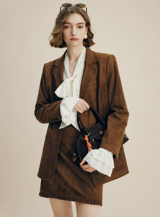 复古麂皮西装外套闲宽松高级感美拉德大衣 商品图5