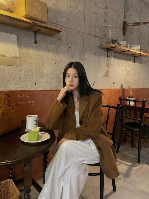 复古麂皮西装外套闲宽松高级感美拉德大衣 商品图13