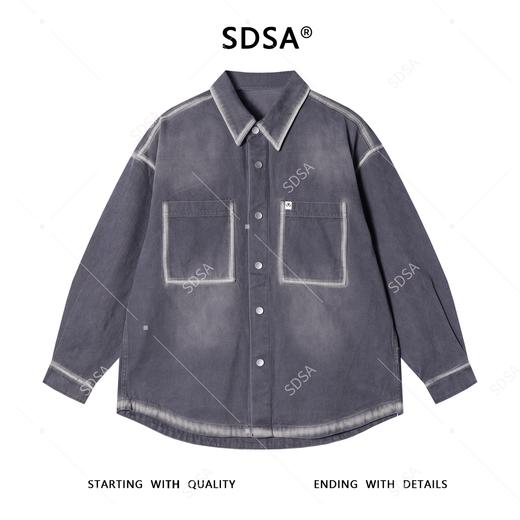 J5626SDSA秋冬新款痞帅男装韩版做旧扎染纽扣翻领长袖衬衫百搭宽松衬衣 商品图1