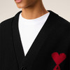 AMI 男女同款心形徽标刺绣嵌花羊毛针织开衫 黑色 UKC367 018 009 商品缩略图3
