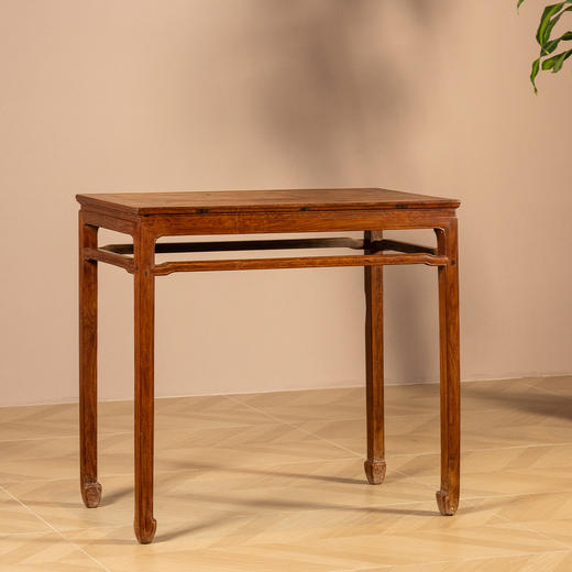 清早期	黄花梨束腰罗锅枨马蹄腿半桌 商品图1