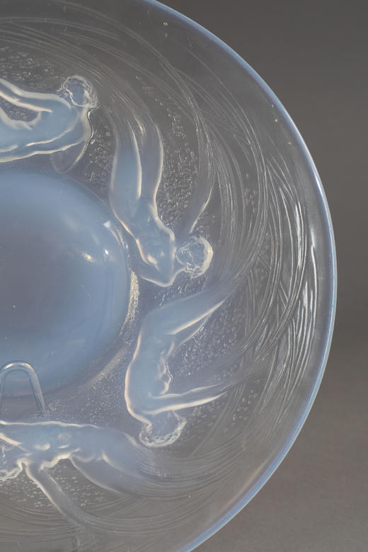 独角鹿西洋古董1921年法国顶级水晶工坊莱俪LALIQUE设计出品「ONDINES 水之精灵」主题欧泊水晶碗及浅口盘 商品图7