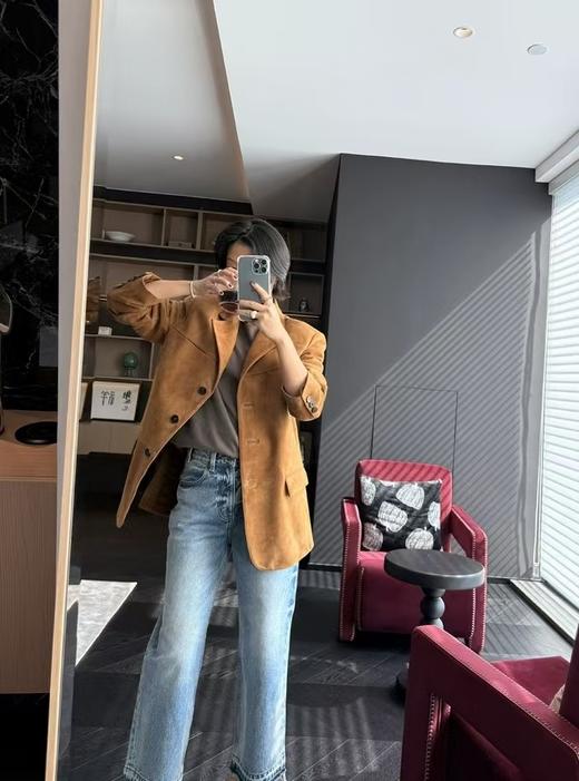 复古麂皮西装外套闲宽松高级感美拉德大衣 商品图2