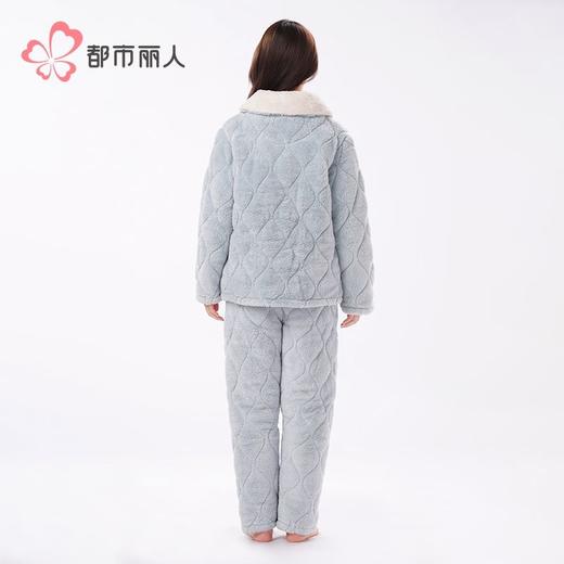 都市丽人睡衣长毛绒夹棉女士家居服长袖长裤加厚夹棉套装LHH0C2 商品图3