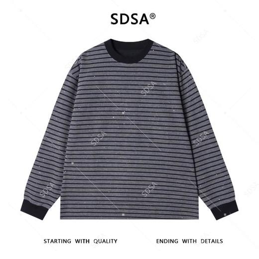 SDSA男士秋冬新款痞帅男装韩版撞色条纹洒金圆领卫衣百搭套头上衣 商品图1