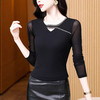 洋气百搭钉珠纯色长袖网纱打底衫，修身显瘦T恤K-E37M2839 商品缩略图2