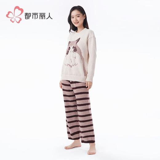 都市丽人睡衣半边绒睡衣女士家居服长袖长裤半边绒套装LHH9D6 商品图2