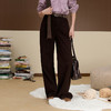 三彩独醒2025冬季新款复古收腰牛仔裤休闲阔腿裤一体绒磨毛长裤F 商品缩略图1