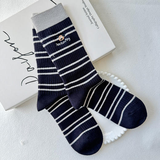 袜子女韩系条纹暖绒中筒袜纪念日百货门店同款165296399 商品图4