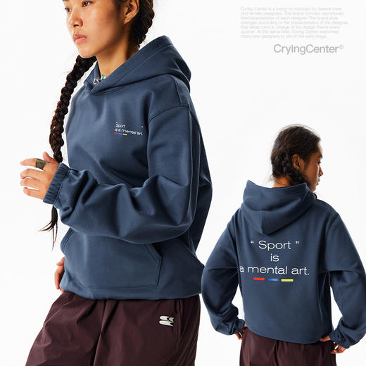 CryingCenter重磅抗菌运动慢跑连帽套头宽松 加绒卫衣 哭喊中心 商品图3