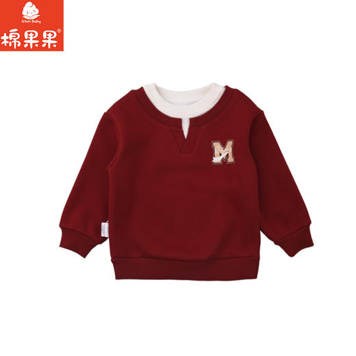 棉果果冬季新品男童小线圈复合奥利绒安哥拉红保暖加绒假两件卫衣M412180425747 商品图5