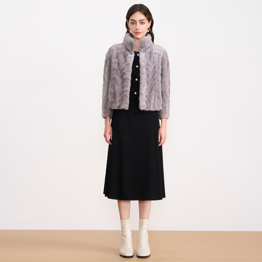 EITIE爱特爱时尚气质立领显瘦短款水貂毛皮草外套2025冬季新款D2593919X 商品图1