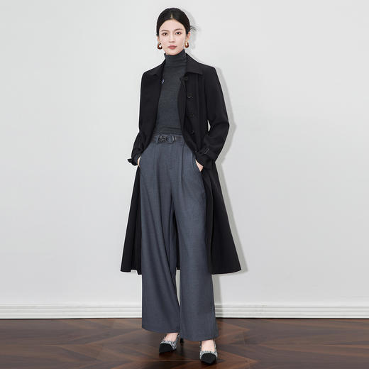 「高货wl」全新升级【铂金会员441/天猫599/差价158】(92931)洛诗琳复古双排扣中长款风衣2025秋季修身收腰系带外套 商品图1