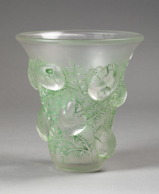 独角鹿西洋古董1930年法国顶级水晶工坊莱俪LALIQUE设计出品「Saint François 圣方济各」主题绿色欧泊水晶花瓶 商品图0